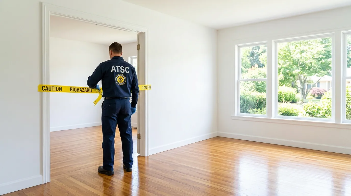 Certified biohazard cleanup crew performing Trauma Scene Cleanup in Green Knoll